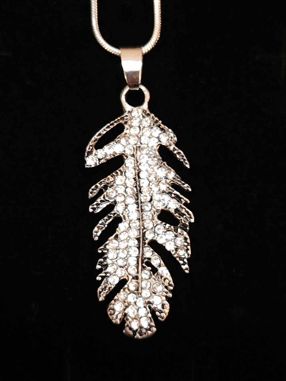 Swarovski Elements Silver Feather Pendant Necklace